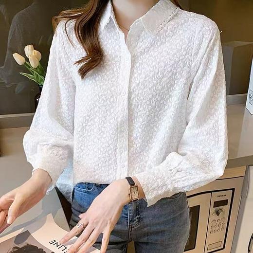 这也太重工了吧！！【秋新品】3429宫廷风重工全身精致刺绣长袖蕾丝领衬衫-喜出 商品图1