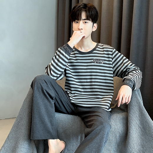 【换季出清】自然醒安隅男士家居服德绒保暖长袖长裤套头睡衣QH 商品图2