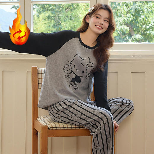 【换季出清】自然醒糯居女生家居服蚕丝羊毛绒长袖长裤套头睡衣QH 商品图14