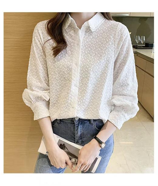 这也太重工了吧！！【秋新品】3429宫廷风重工全身精致刺绣长袖蕾丝领衬衫-喜出 商品图3