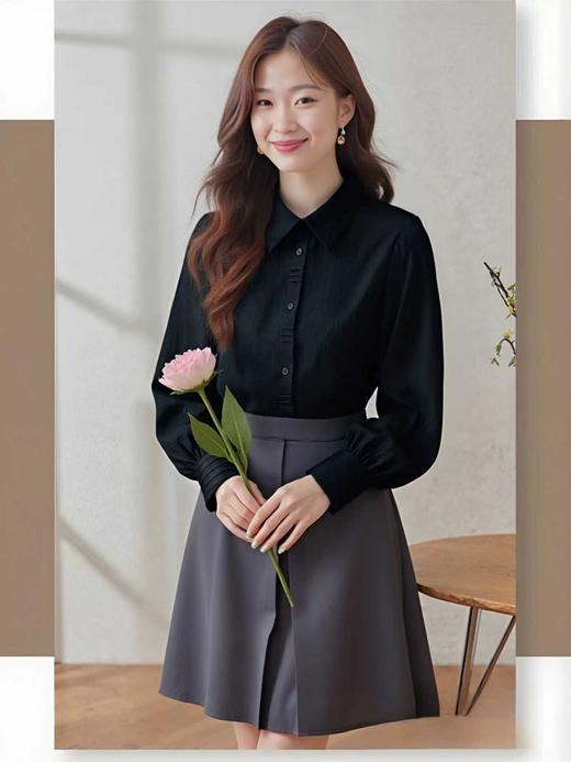 【秋新品】古泥7027 100%天丝设计感压褶长袖衬衫-喜出 商品图2