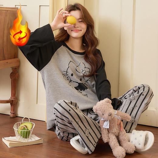 【换季出清】自然醒糯居女生家居服蚕丝羊毛绒长袖长裤套头睡衣QH 商品图6