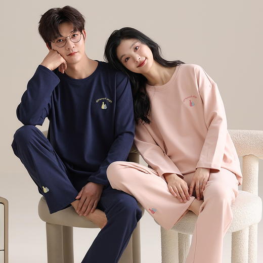 【换季出清】自然醒续暖情侣家居服德绒发热长袖长裤套头男女睡衣QH 商品图9