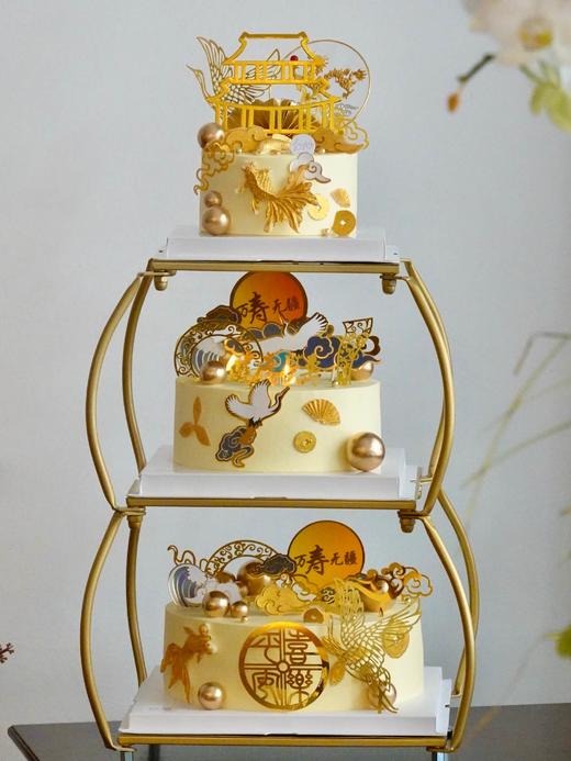 「鹤寿延年·福满层糕」祝寿·100%动物奶油（附图6+8+10寸三层·提前48小时预订） 商品图0