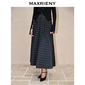 MAXRIENY【商场同款】法式复古风情波点半裙A字裙子高级气质女修身(货号:MC88SK616)