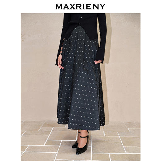 MAXRIENY【商场同款】法式复古风情波点半裙A字裙子高级气质女修身(货号:MC88SK616) 商品图0