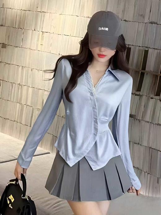 冰点价！仅限11.11！退货勿拍【秋新品】维纳真蒂2829蕾丝V领系带衬衫-喜出 商品图1