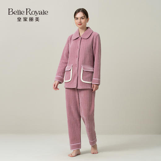 皇家丽美雪尼尔美丝绒睡衣女秋冬季家居服加绒保暖套装JJT9793 商品图7
