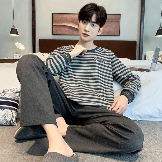 【换季出清】自然醒安隅男士家居服德绒保暖长袖长裤套头睡衣QH 商品图9