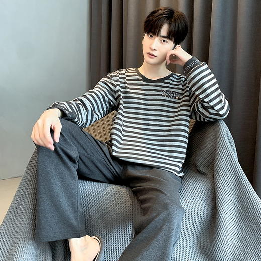 【换季出清】自然醒安隅男士家居服德绒保暖长袖长裤套头睡衣QH 商品图4