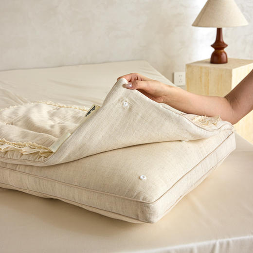 自然醒双层二合一可拆花边棉麻蚕丝枕XK 商品图14