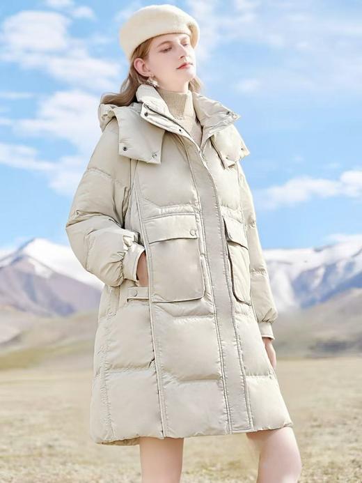 2.5日晚停发，不支持退！ 大牌同生产线！！高密面料不易粘毛/不易钻绒！！[绒子含量90%]9027高克重中长宽松羽绒服-喜出 商品图4