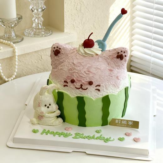 西瓜猫咪 立体蛋糕 商品图0