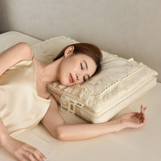 自然醒双层二合一可拆花边棉麻蚕丝枕XK 商品图2