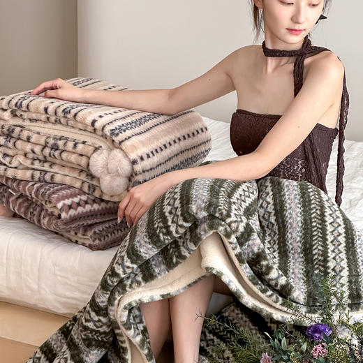 自然醒秋冬费尔岛双面盖毯午睡毯沙发毯床尾毯车载毯子MT 商品图11