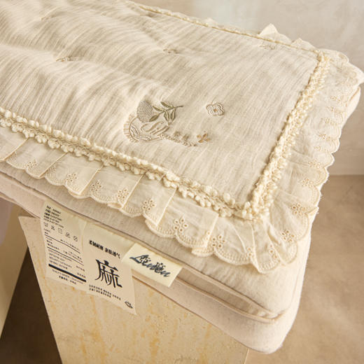 自然醒双层二合一可拆花边棉麻蚕丝枕XK 商品图10