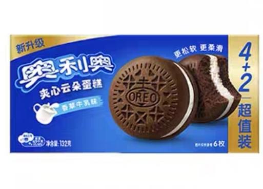 奥利奥夹心云朵蛋糕香草牛乳味6枚装132g/盒(B11-04-04) 商品图0