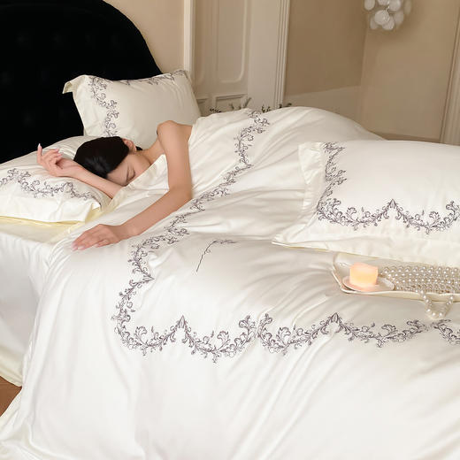自然醒A类全棉磨毛刺绣四件套-倾城之恋AN 商品图6