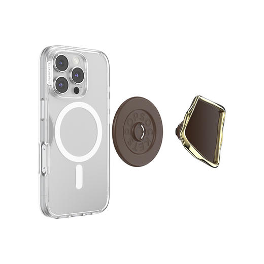 【晨间器物】静石·可可棕·MagSafe圆啪嗒 MAGSAFE磁吸手机气囊支架 Round圆啪嗒系列 棕色 异形珐琅 商品图3