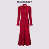 【商场同款-节庆穿搭】MAXRIENY精致复古新年红连衣裙修身针织裙(货号:MC85DR771) 商品缩略图4
