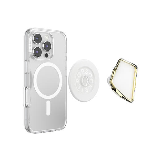 【晨间器物】静石·新生白·MagSafe圆啪嗒 MAGSAFE磁吸手机气囊支架 Round圆啪嗒系列 白色 异形珐琅 商品图3