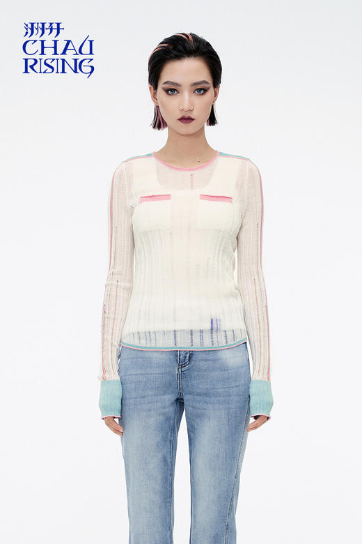 撞色超薄羊毛修身打底 商品图4