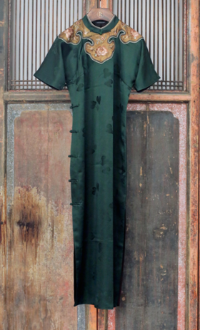 盛唐牡丹盛奢系列 | 真丝香云纱如意领旗袍裙