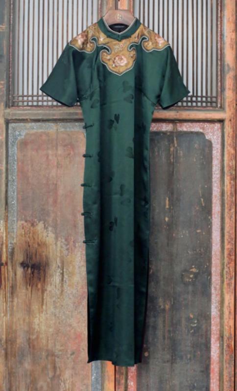 盛唐牡丹盛奢系列 | 真丝香云纱如意领旗袍裙 商品图0