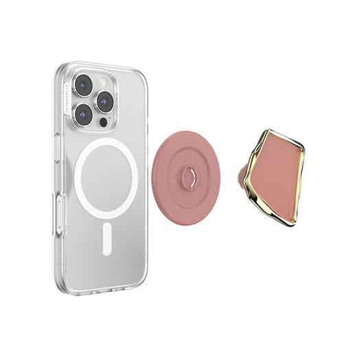 【晨间器物】静石·赤陶粉·MagSafe圆啪嗒 MAGSAFE磁吸手机气囊支架 Round圆啪嗒系列 粉色 异形珐琅 商品图3