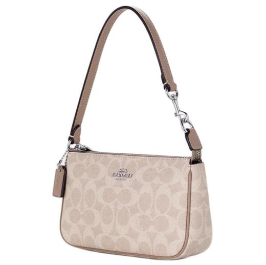 COACH蔻驰 Nolita 19 微标Logo拉链开合 涂层帆布 麻将包手提单肩包 小号 女款 杏色 商品图1