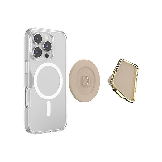 【晨间器物】静石·陶坯棕·MagSafe圆啪嗒 MAGSAFE磁吸手机气囊支架 Round圆啪嗒系列 棕色 异形珐琅 商品图3