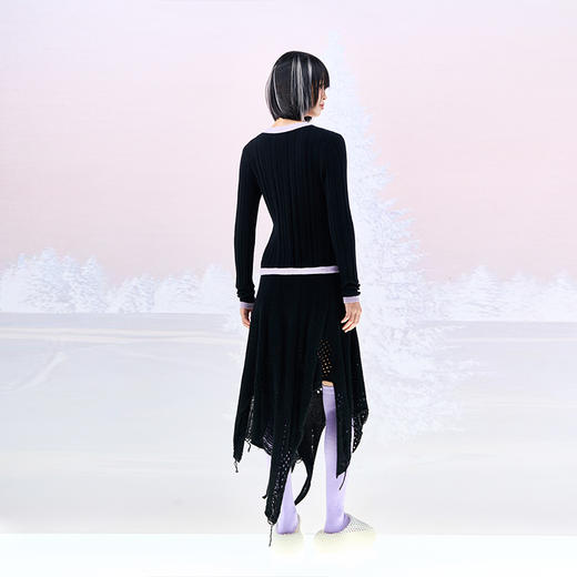 撞色宽边羊绒打底衫 商品图4