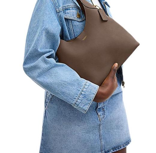 COACH蔻驰 Brooklyn 28 品牌徽标磁性开合 天然颗粒纹皮革 手提单肩包 中号 女款 深石灰色 商品图4