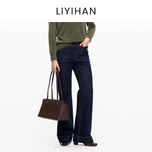 LIYIHAN 2025秋冬通勤复古莱赛尔微喇牛仔裤女蓝色裤子小众设计感 商品图3
