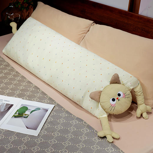 自然醒双层纱举手猫咪长条抱枕QYL 商品图8