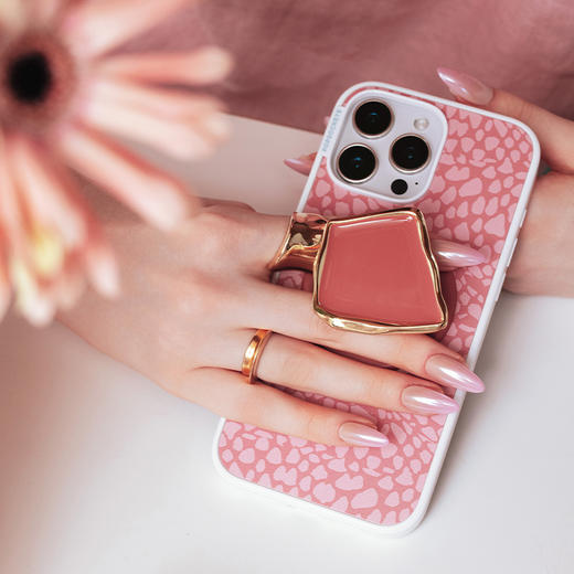 【晨间器物】静石·赤陶粉·MagSafe圆啪嗒 MAGSAFE磁吸手机气囊支架 Round圆啪嗒系列 粉色 异形珐琅 商品图1