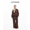 LIYIHAN 2025秋冬新款棉质加绒针织休闲裤米白色女直筒裤子设计感 商品缩略图3