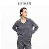 LIYIHAN云絮 2025秋冬季新款V领毛衫灰色女羊绒衫小众设计感毛衣 商品缩略图3