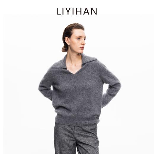 LIYIHAN云絮 2025秋冬季新款V领毛衫灰色女羊绒衫小众设计感毛衣 商品图3