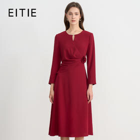 EITIE爱特爱气质收腰红色长袖礼服连衣裙秋季新款C2507834A连衣裙