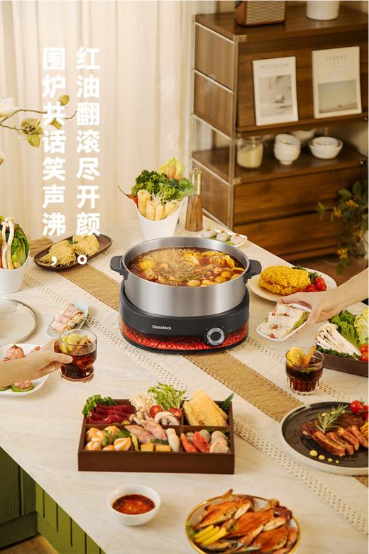 GLASSLOCK盖朗3D仿真碳火0涂层不锈钢电火锅6L 商品图2