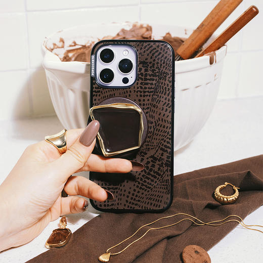 【晨间器物】可可棕 POPCASE手机壳 MagSafe Popcase磁吸款 棕色 纹路 iPhone17/16/15/14/13 商品图1