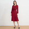 EITIE爱特爱气质收腰红色长袖礼服连衣裙秋季新款C2507834A连衣裙 商品缩略图1