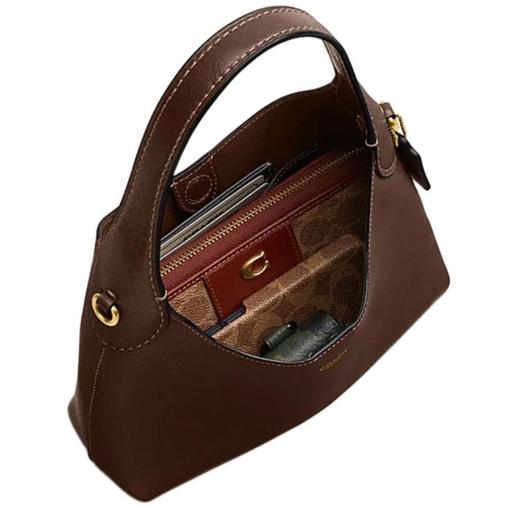 COACH蔻驰 Brooklyn 23 品牌徽标磁扣开合 牛皮革 斜挎单肩手提包 小号 女款 枫叶色 商品图3