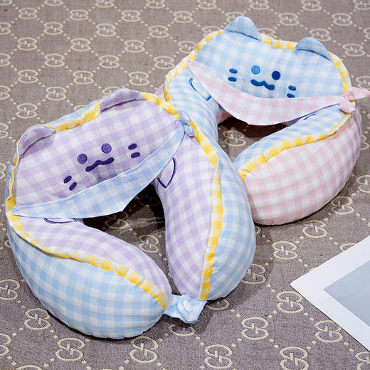 自然醒方巾喵格子驼峰U型枕QYL 商品图7