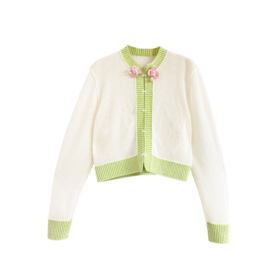 中式对襟圈圈羊绒开衫