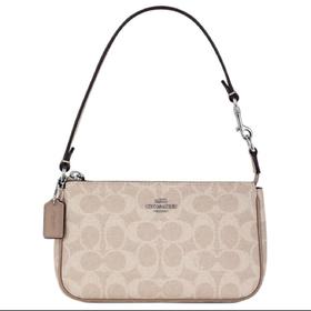 COACH蔻驰 Nolita 19 微标Logo拉链开合 涂层帆布 麻将包手提单肩包 小号 女款 杏色