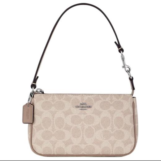 COACH蔻驰 Nolita 19 微标Logo拉链开合 涂层帆布 麻将包手提单肩包 小号 女款 杏色 商品图0