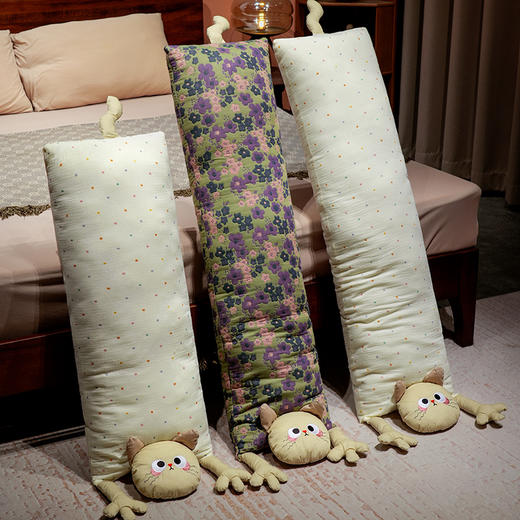 自然醒双层纱举手猫咪长条抱枕QYL 商品图11