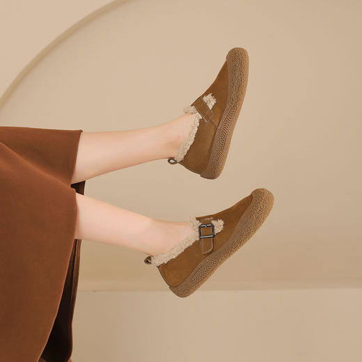 西村名物2024年冬季新款厚底防滑舒适保暖绒毛内里勃肯鞋毛毛鞋X24DM47231 商品图4